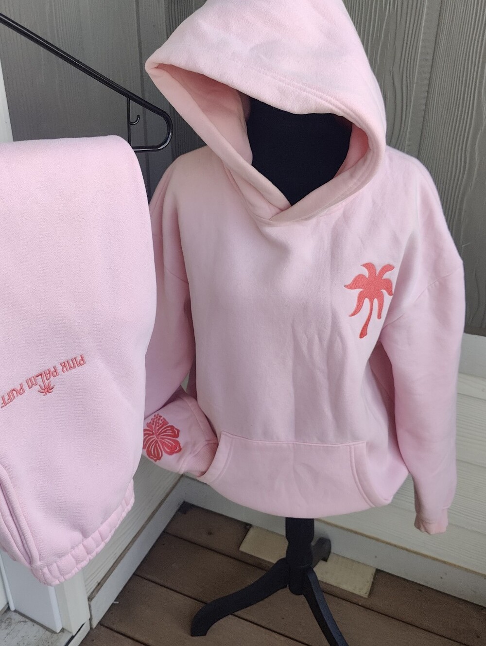 Pink Palm Puff "Everything Comes In Waves" Hoodie Size S Hoodie / XS Pants - Picture 2 of 15